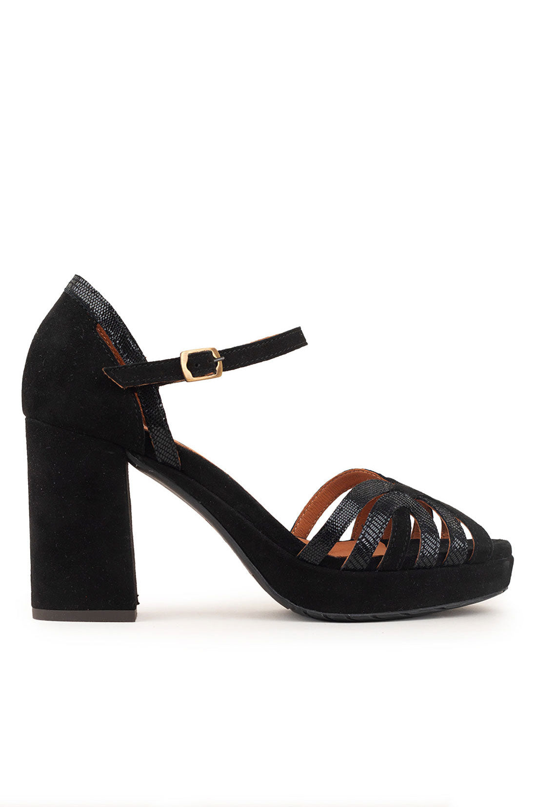 Esska Venti High Heeled Sandal - Black Suede
