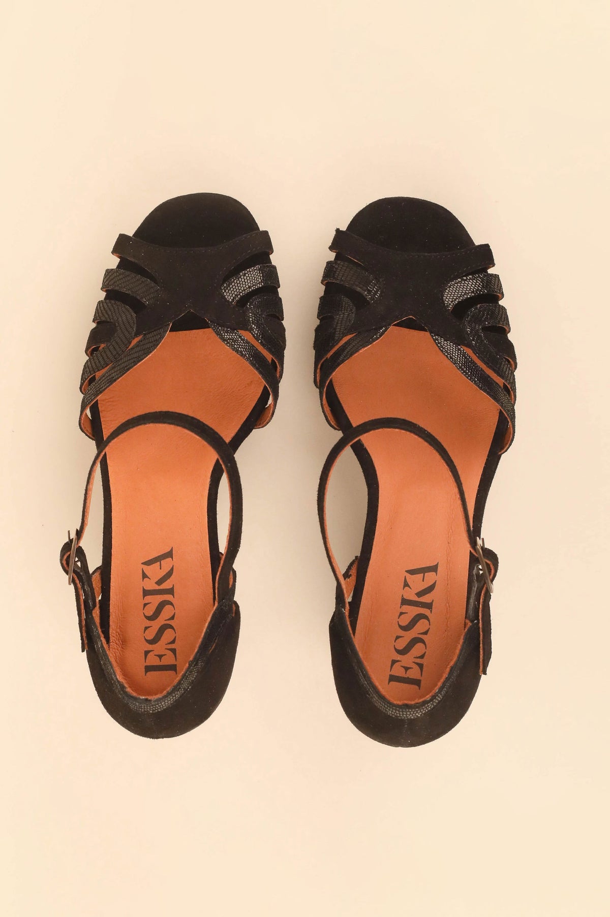 Esska Venti High Heeled Sandal - Black Suede