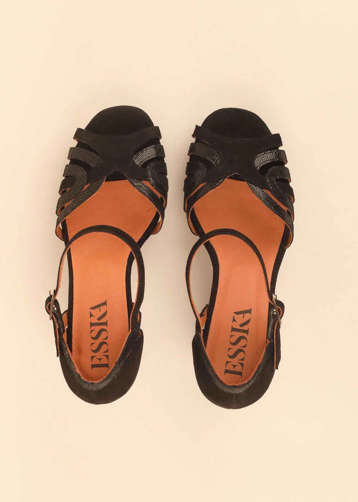 Esska Venti High Heeled Sandal - Black Suede