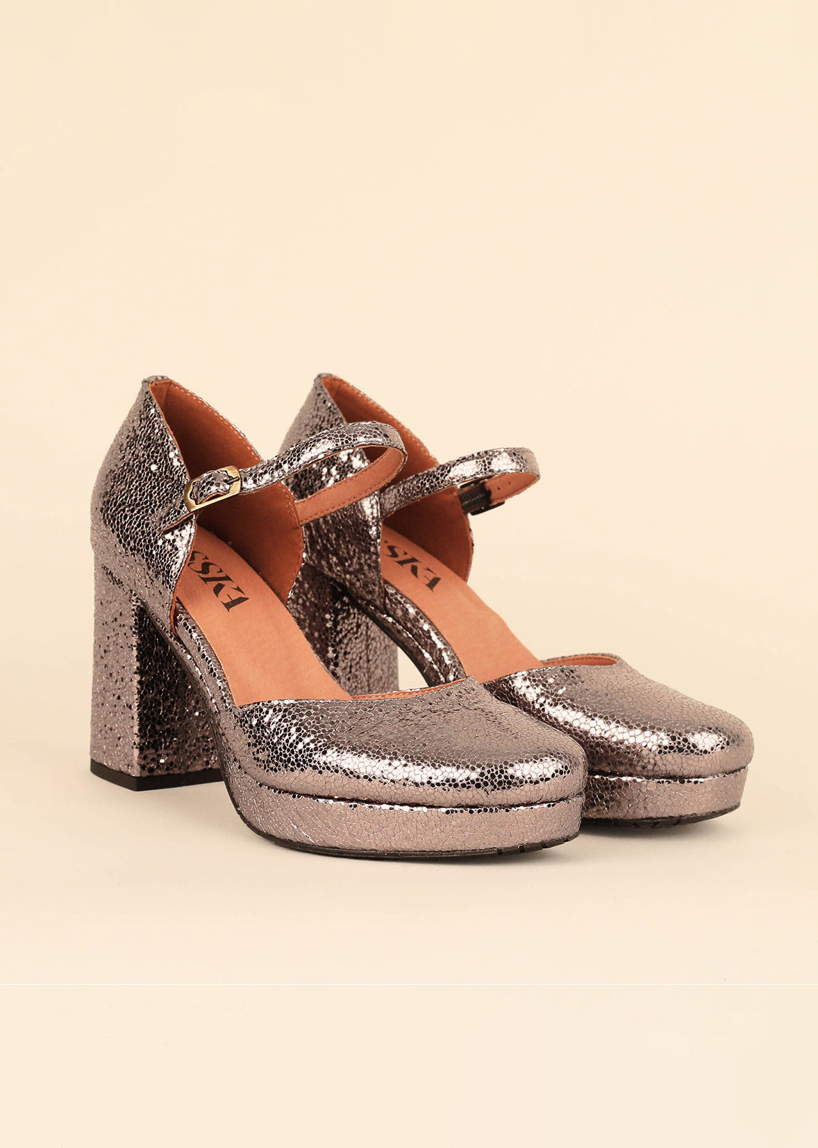 Esska Viv Vegan Metallic High Heel Shoe - Steel