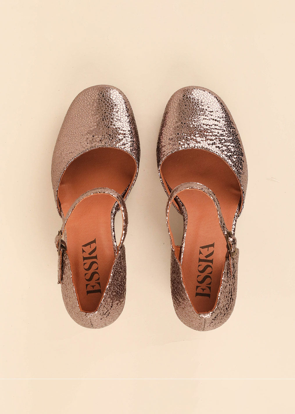 Esska Viv Vegan Metallic High Heel Shoe - Steel