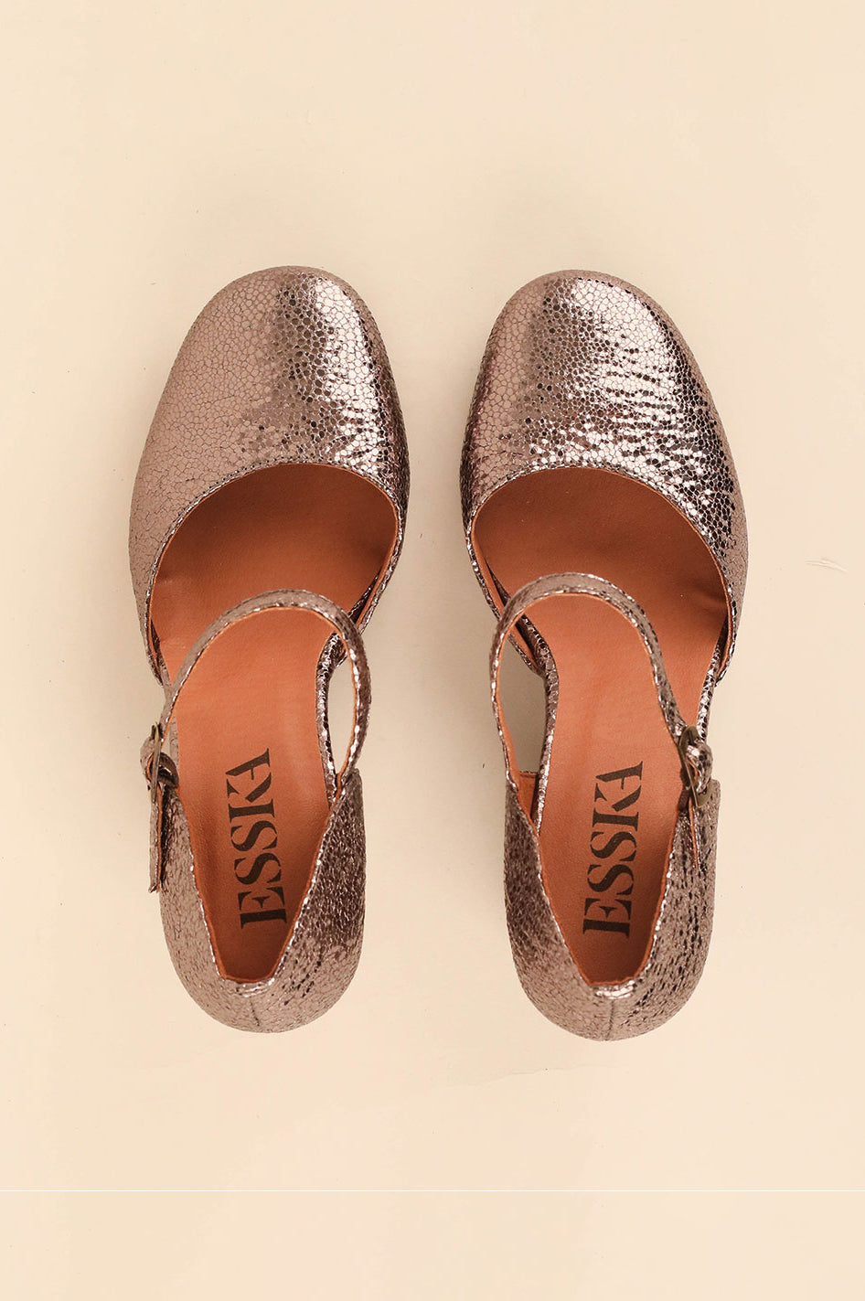 Esska Viv Vegan Metallic High Heel Shoe - Steel
