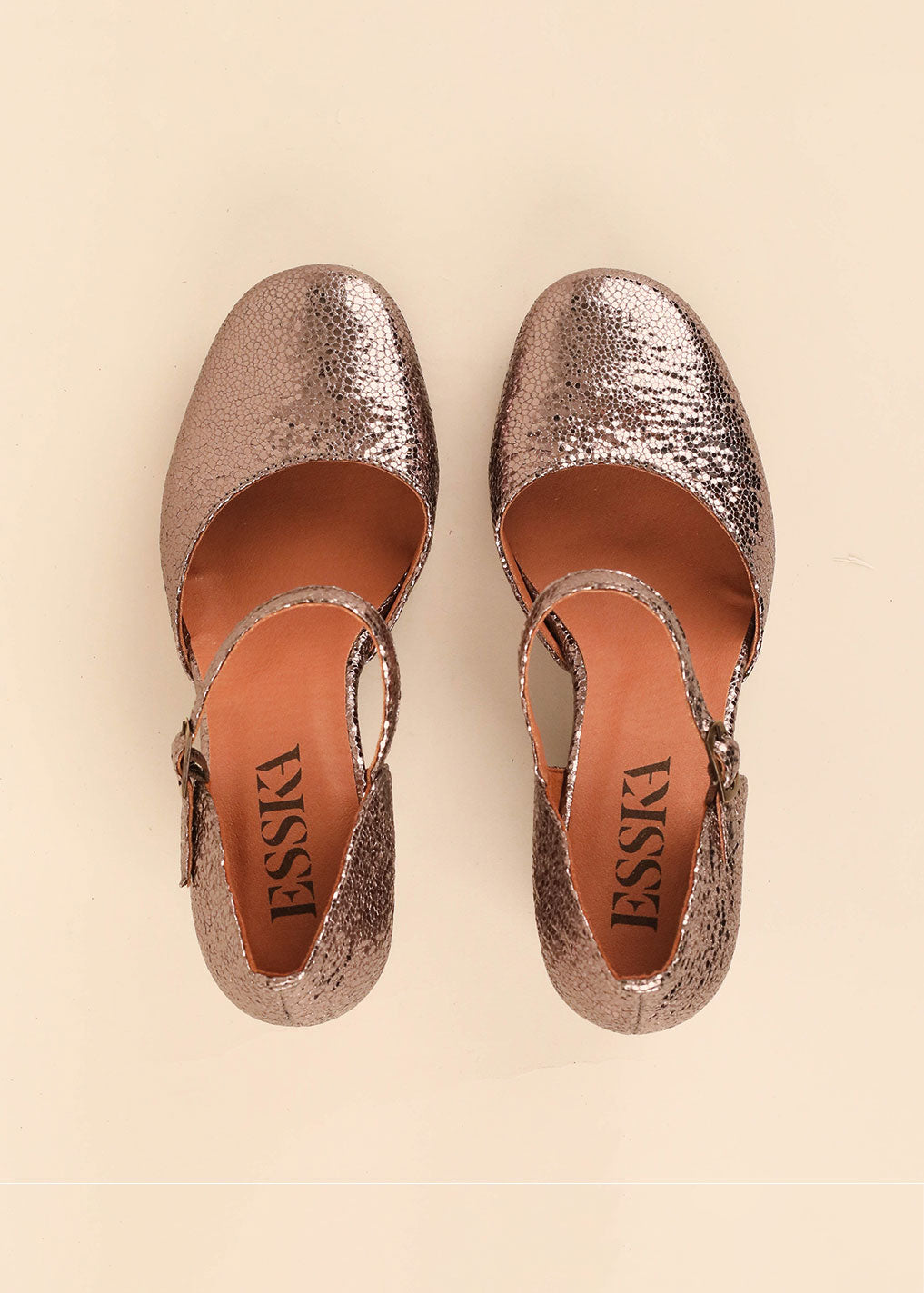 Esska Viv Vegan Metallic High Heel Shoe - Steel