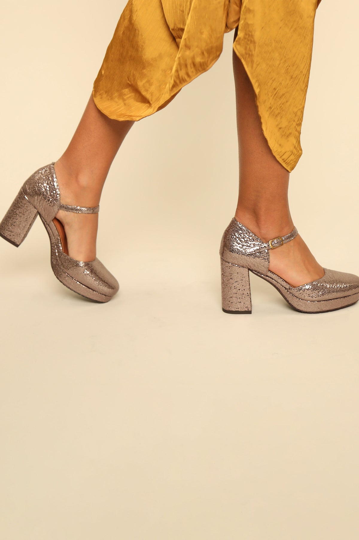Esska Viv Vegan Metallic High Heel Shoe - Steel