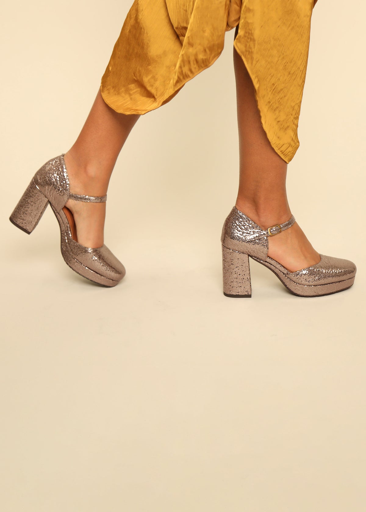 Esska Viv Vegan Metallic High Heel Shoe - Steel