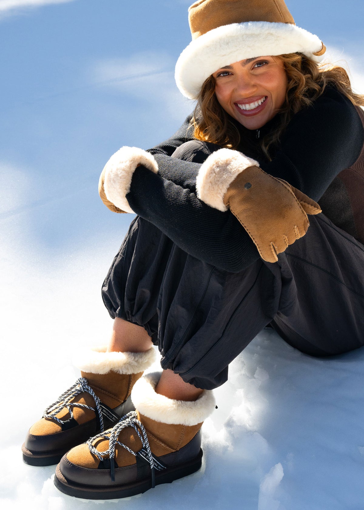 Emu Blurred Micro Boots - Chestnut
