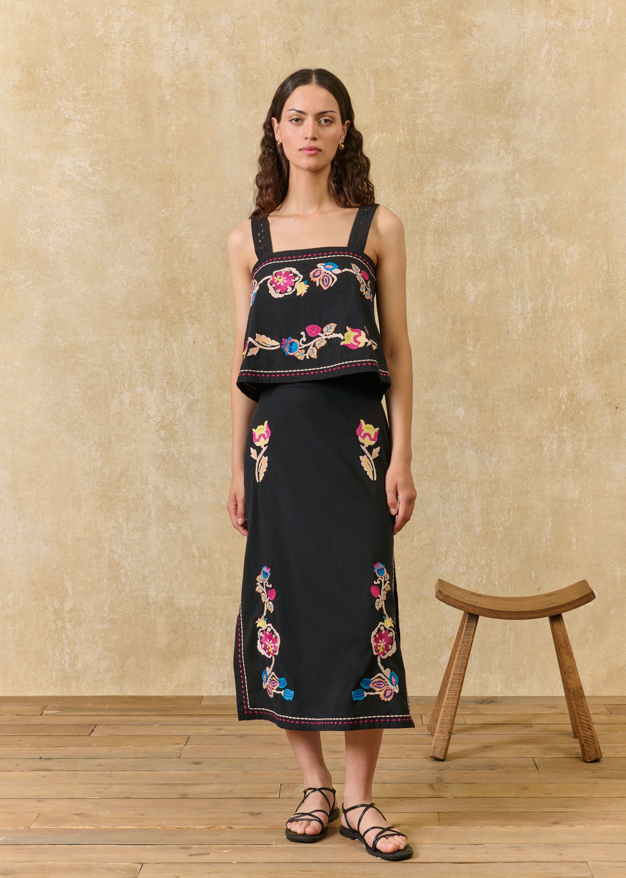 Louise Misha Amarante Midi Skirt - Black
