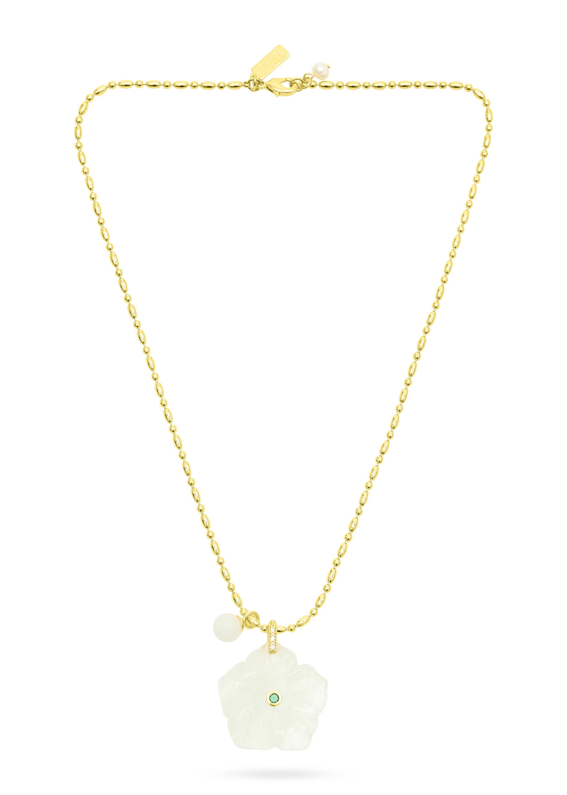Talis Chains Flower Pendant Necklace - White Crystal