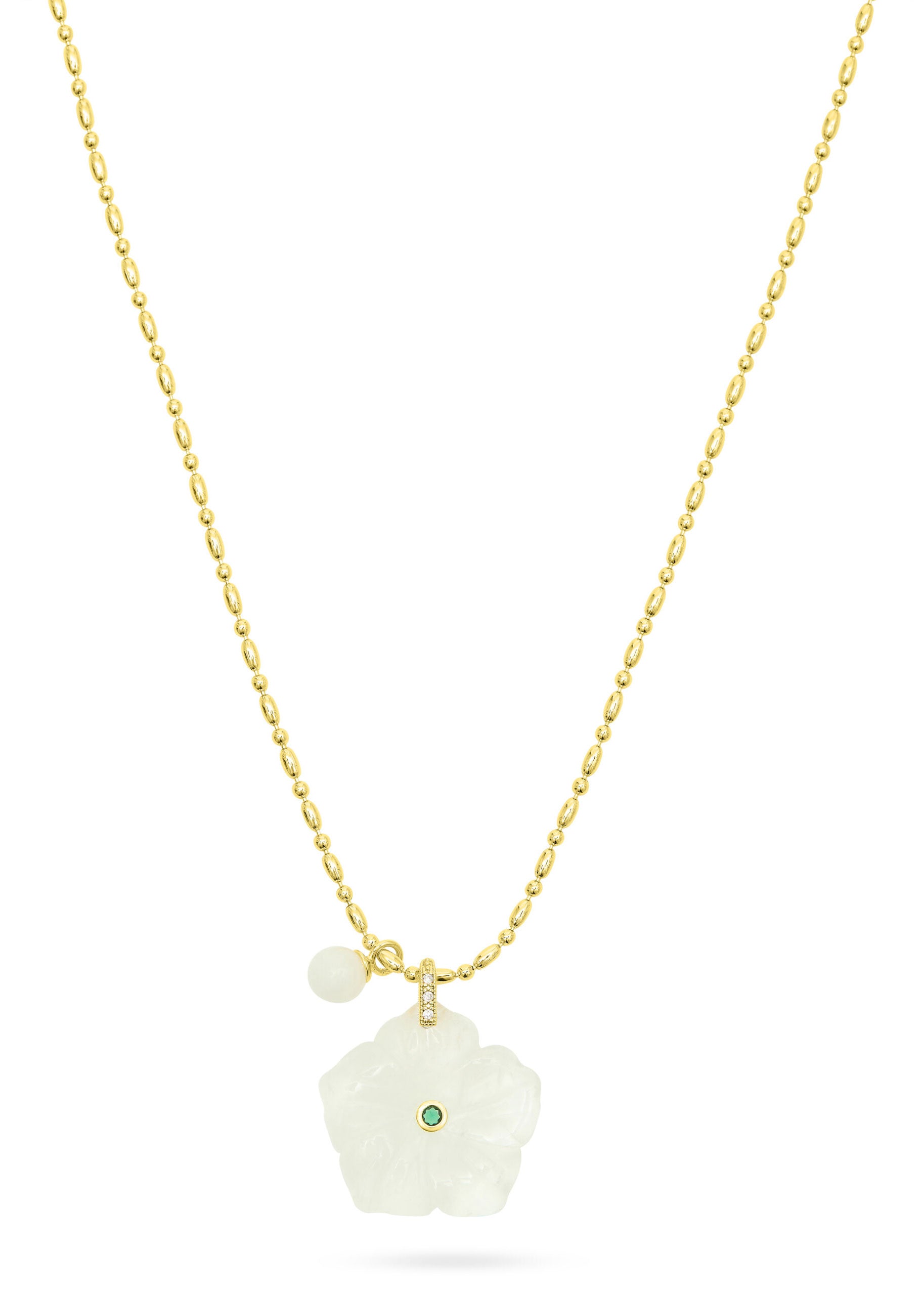 Talis Chains Flower Pendant Necklace - White Crystal