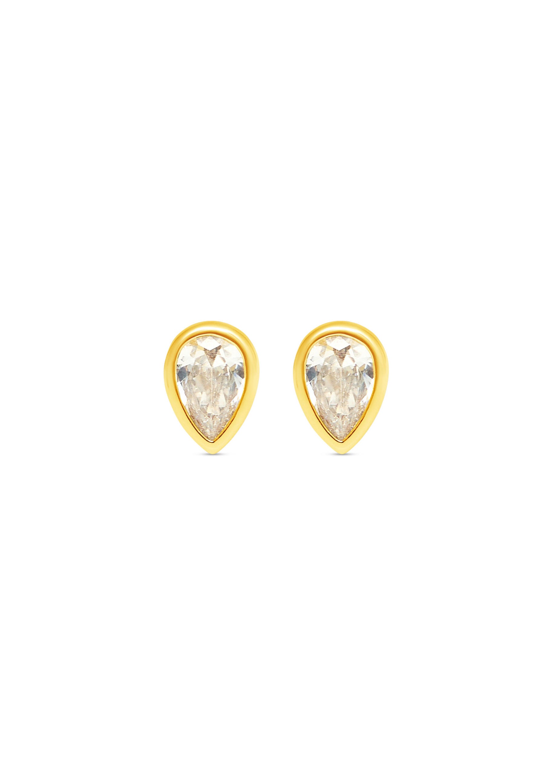 Talis Chains Talis Chains Pear Drop studs in gold, pear-cut cubic zirconia in a bezel setting