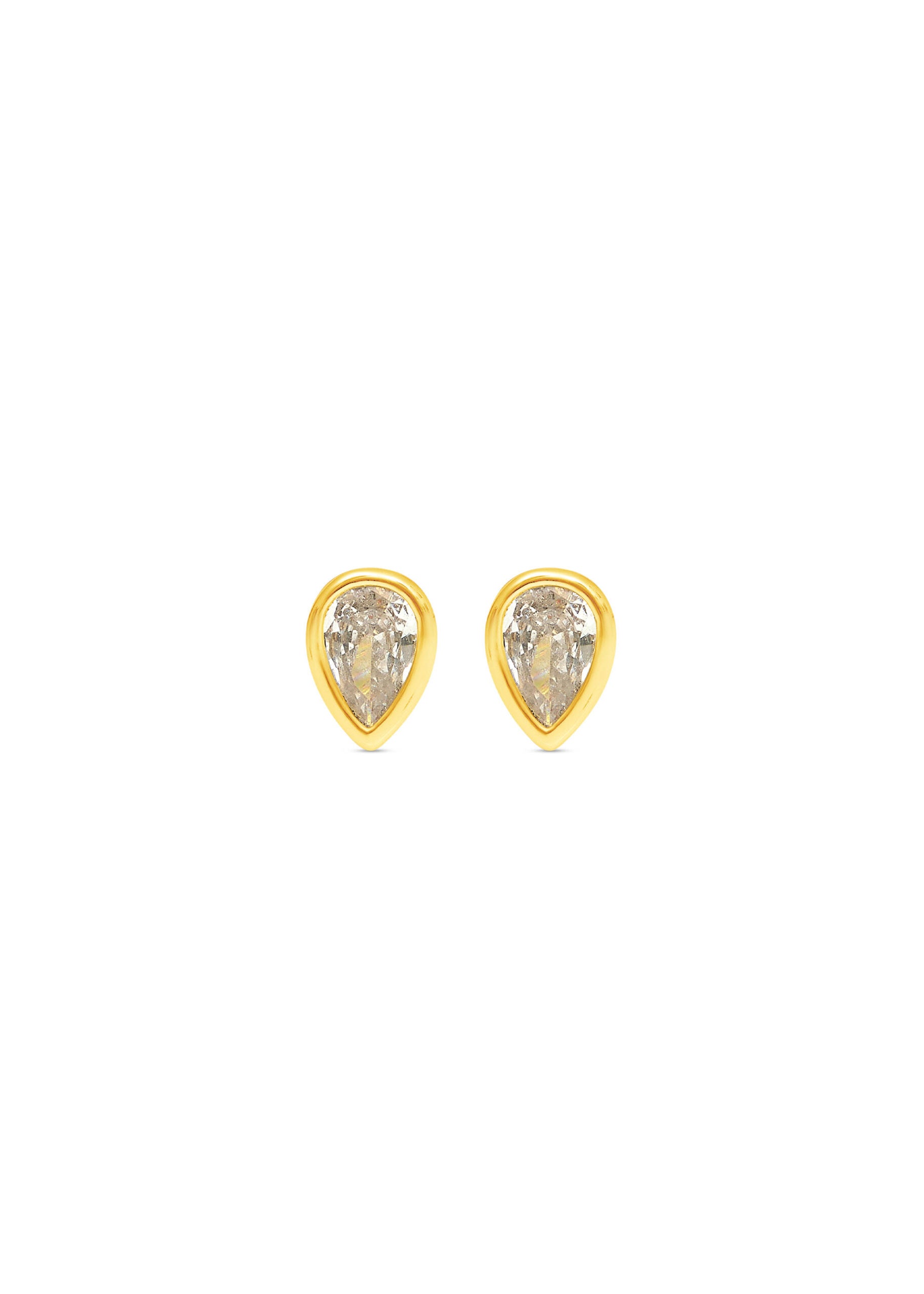 Talis Chains Talis Chains Mini Pear Drop studs in gold, smaller pear-cut cubic zirconia bezel