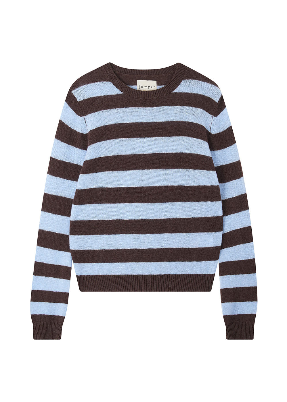 Jumper 1234 Cashmere Stripe Crew - Dark Brown / Blue
