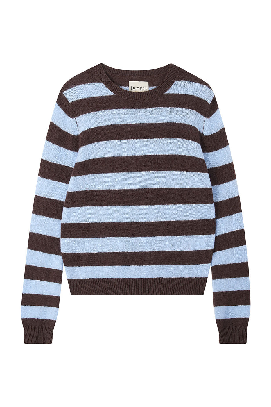 Jumper 1234 Cashmere Stripe Crew - Dark Brown / Blue