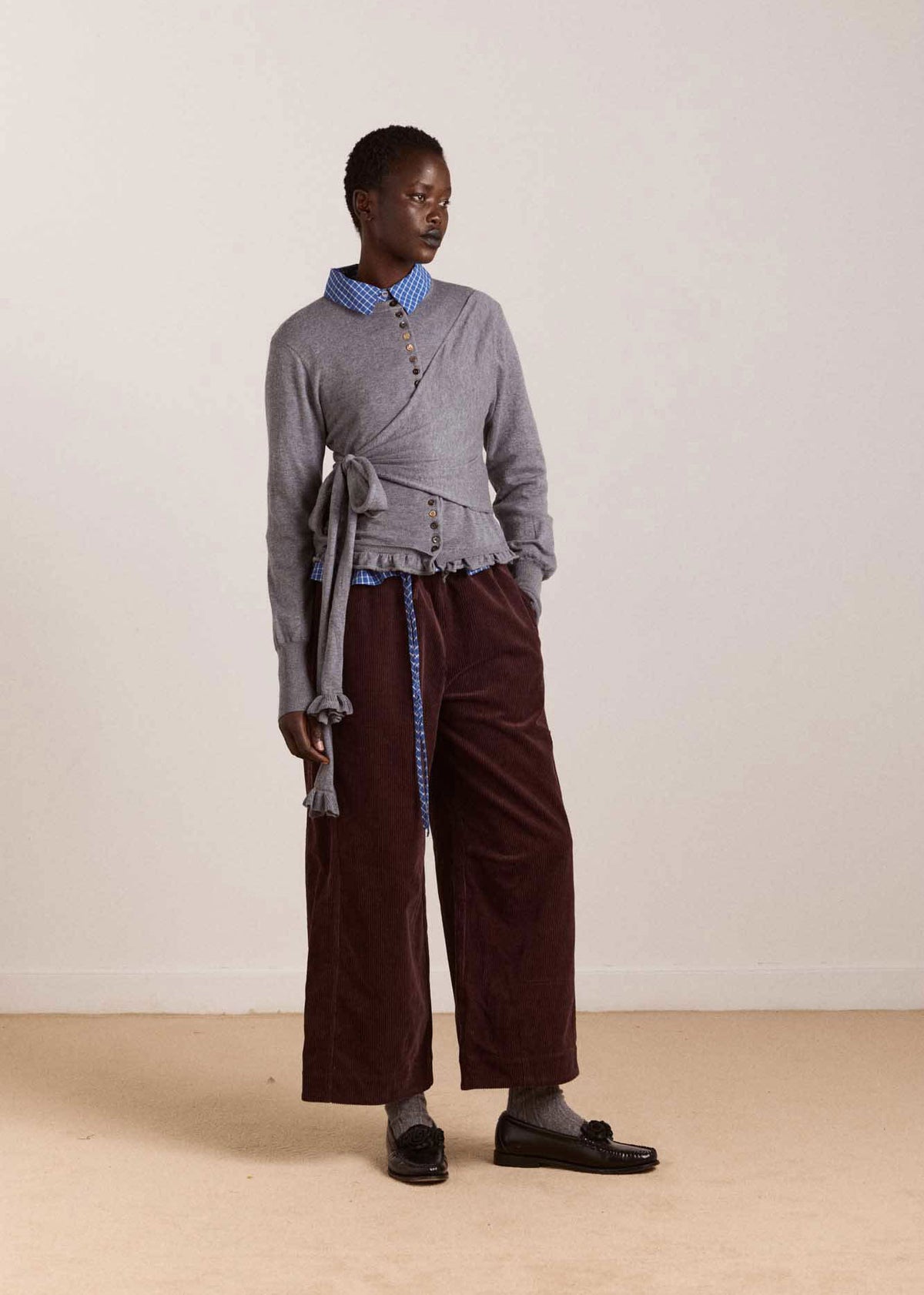 Damson Madder Felix Cord Trousers - Chocolate
