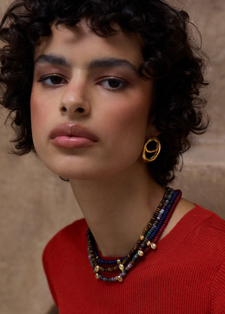 By Alona Lucie Necklace - Gold and Red Jade