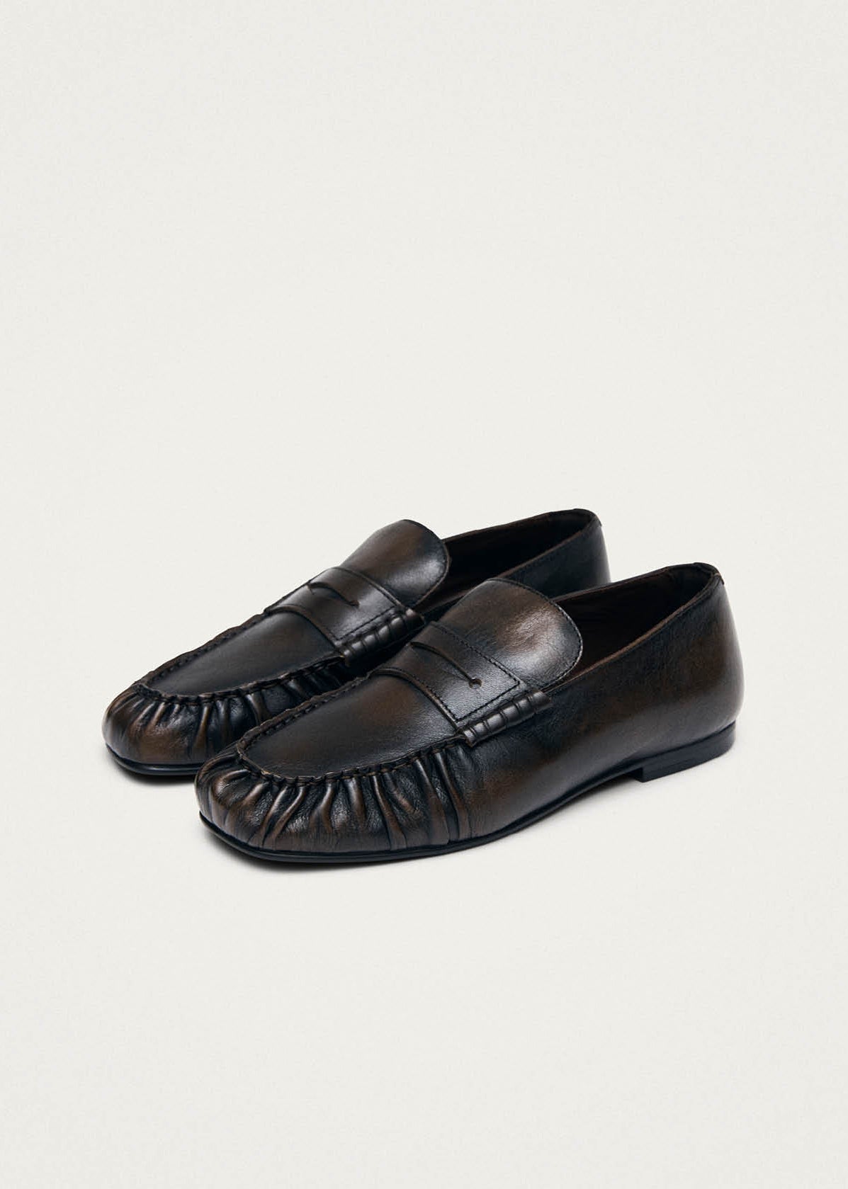 Alohas Aven Vintage Effect Leather Loafers - Brown