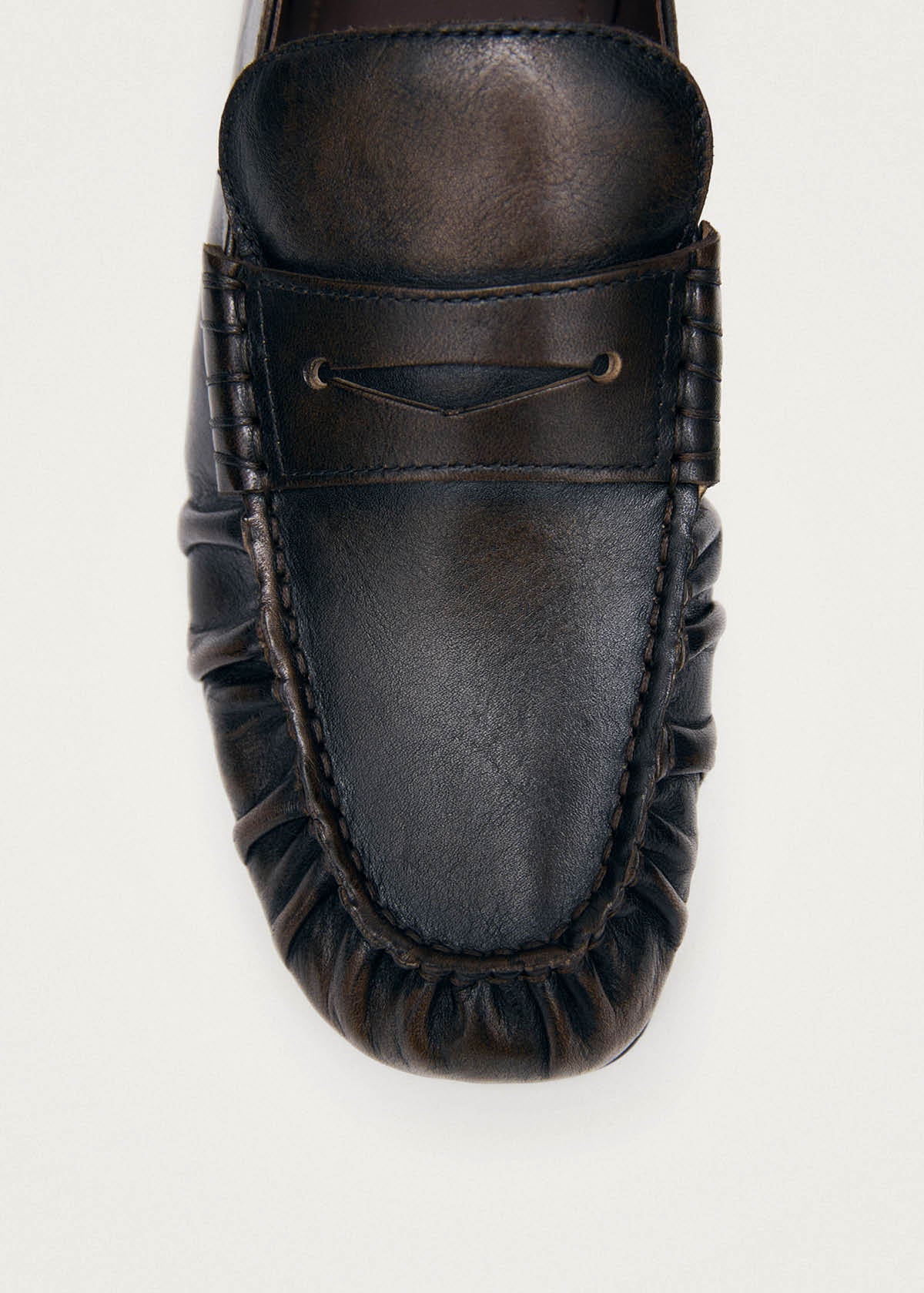 Alohas Aven Vintage Effect Leather Loafers - Brown