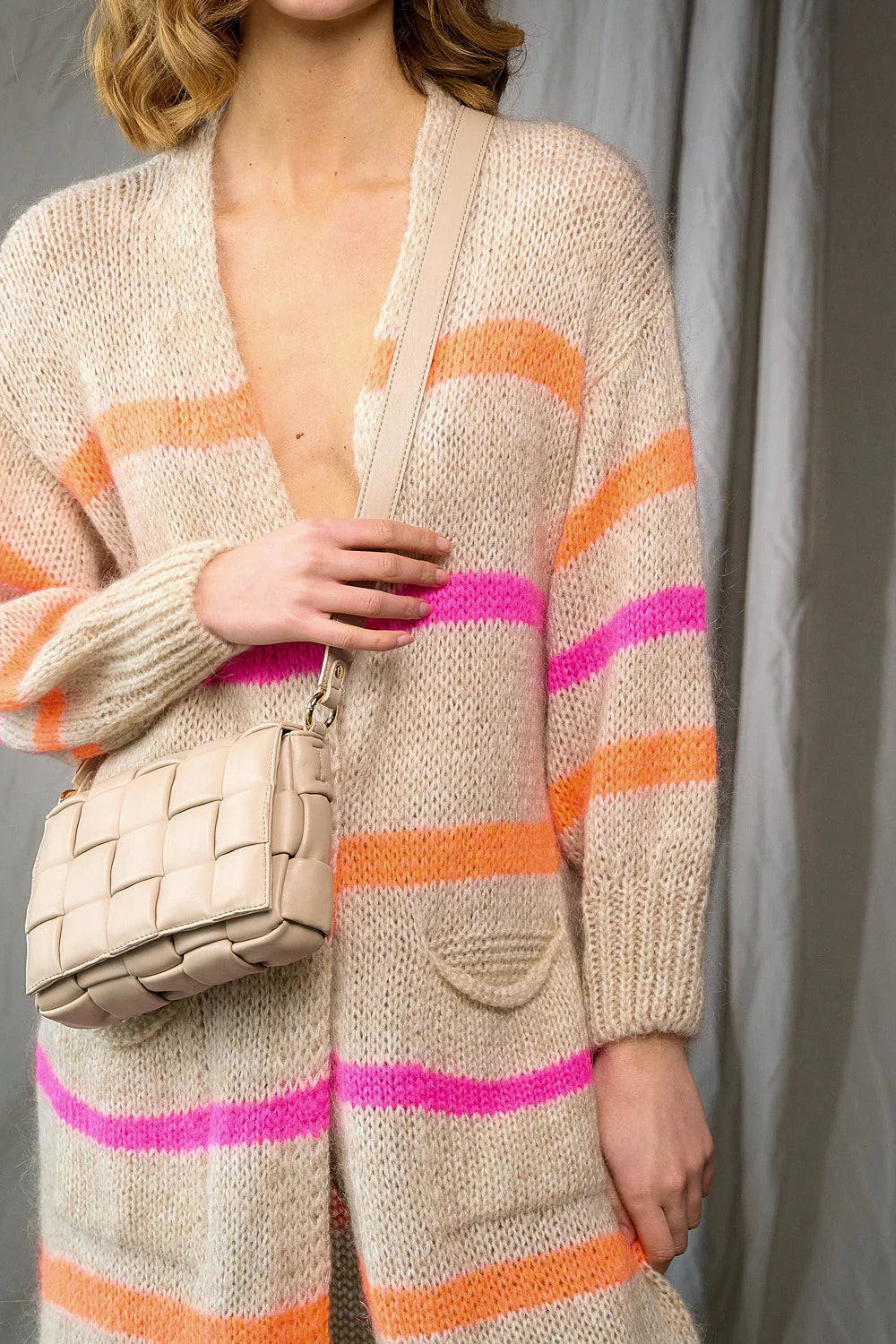 Noella - Prisca Knit Cardigan Long - Pink Mix