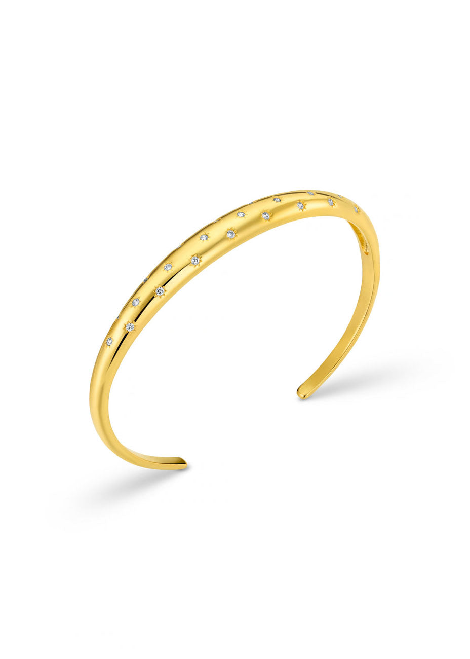 Orelia Crystal Starburst Domed Bangle - Gold