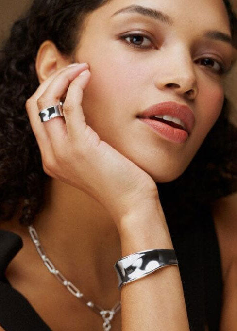 Orelia LUXE Polished Molten Bangle - Silver