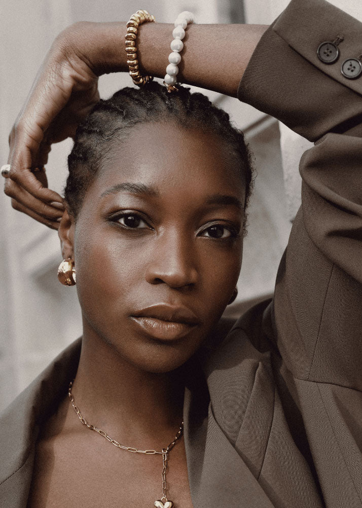 Orelia Polished Metal Nugget Stretch Bracelet