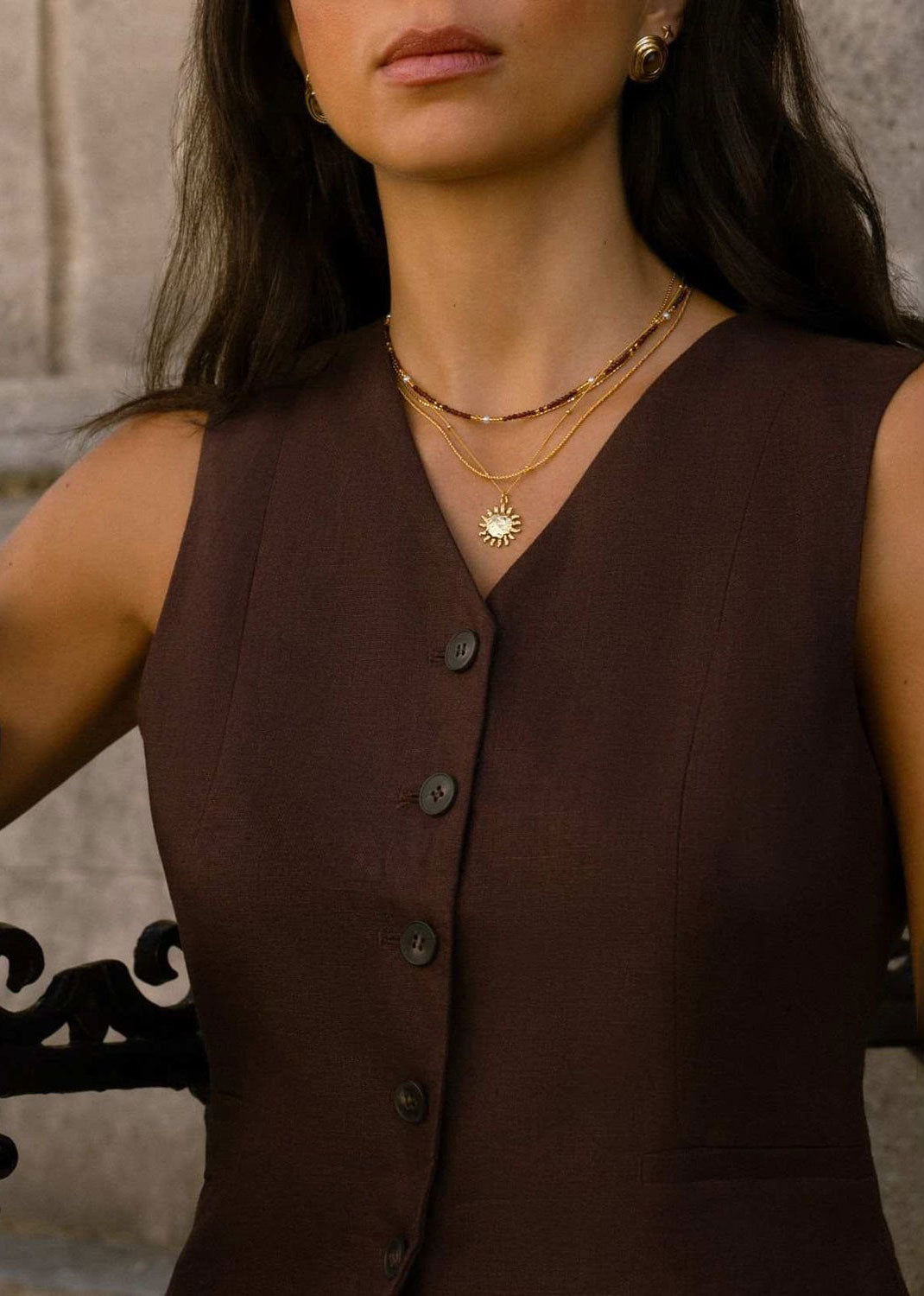 Orelia Molten Sun 3-Row Necklace