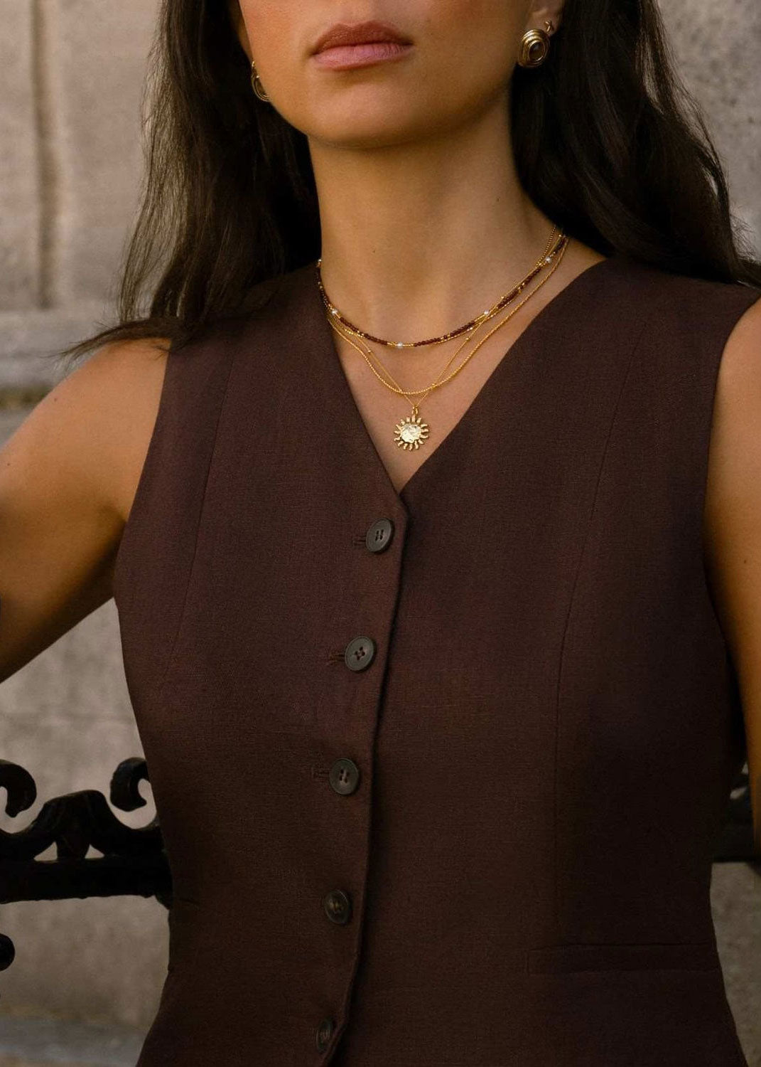 Orelia Molten Sun 3-Row Necklace