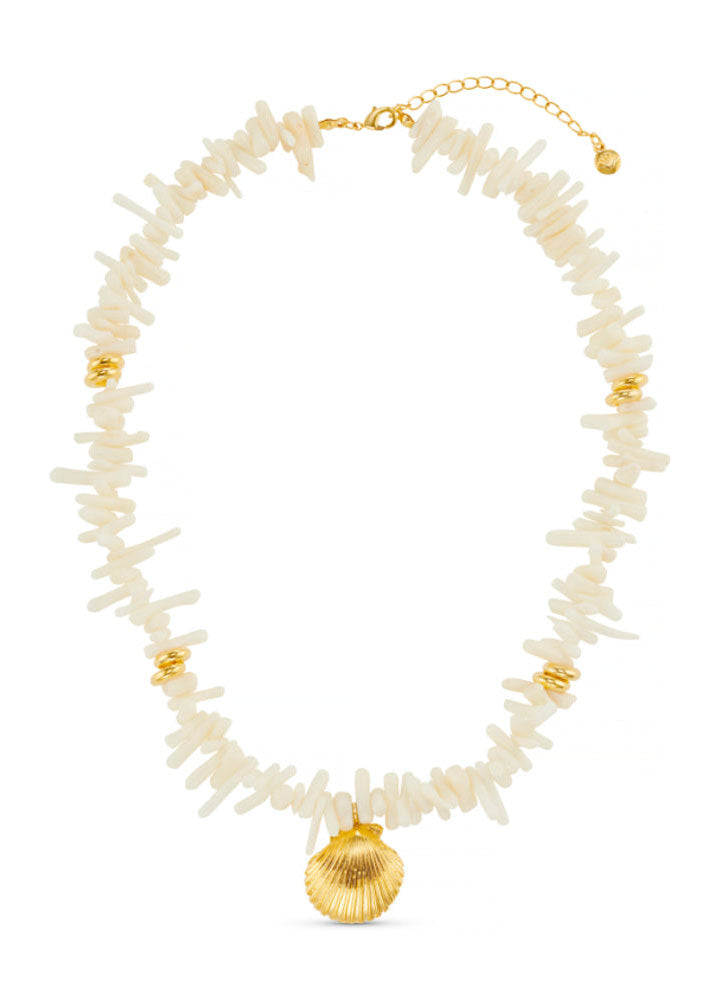 Orelia Cream Coral Chip & Shell Necklace