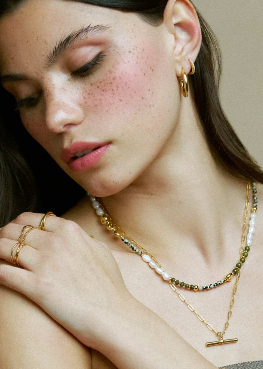 Orelia Mixed Semi-Precious & Pearl Beaded Necklace