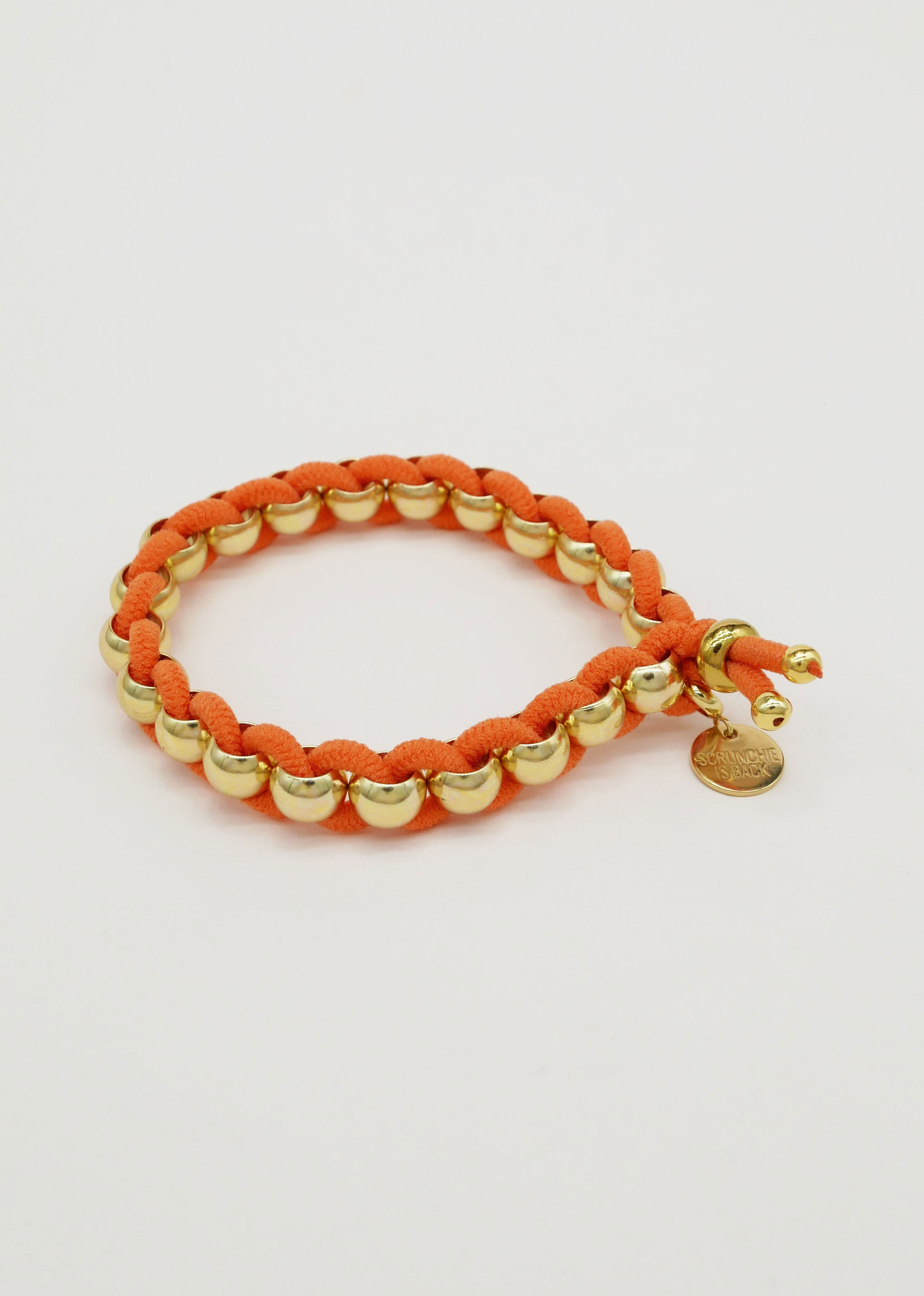 Scrunchie Is Back BICHOUS Golden Woven Hair Tie Bracelet - Orange