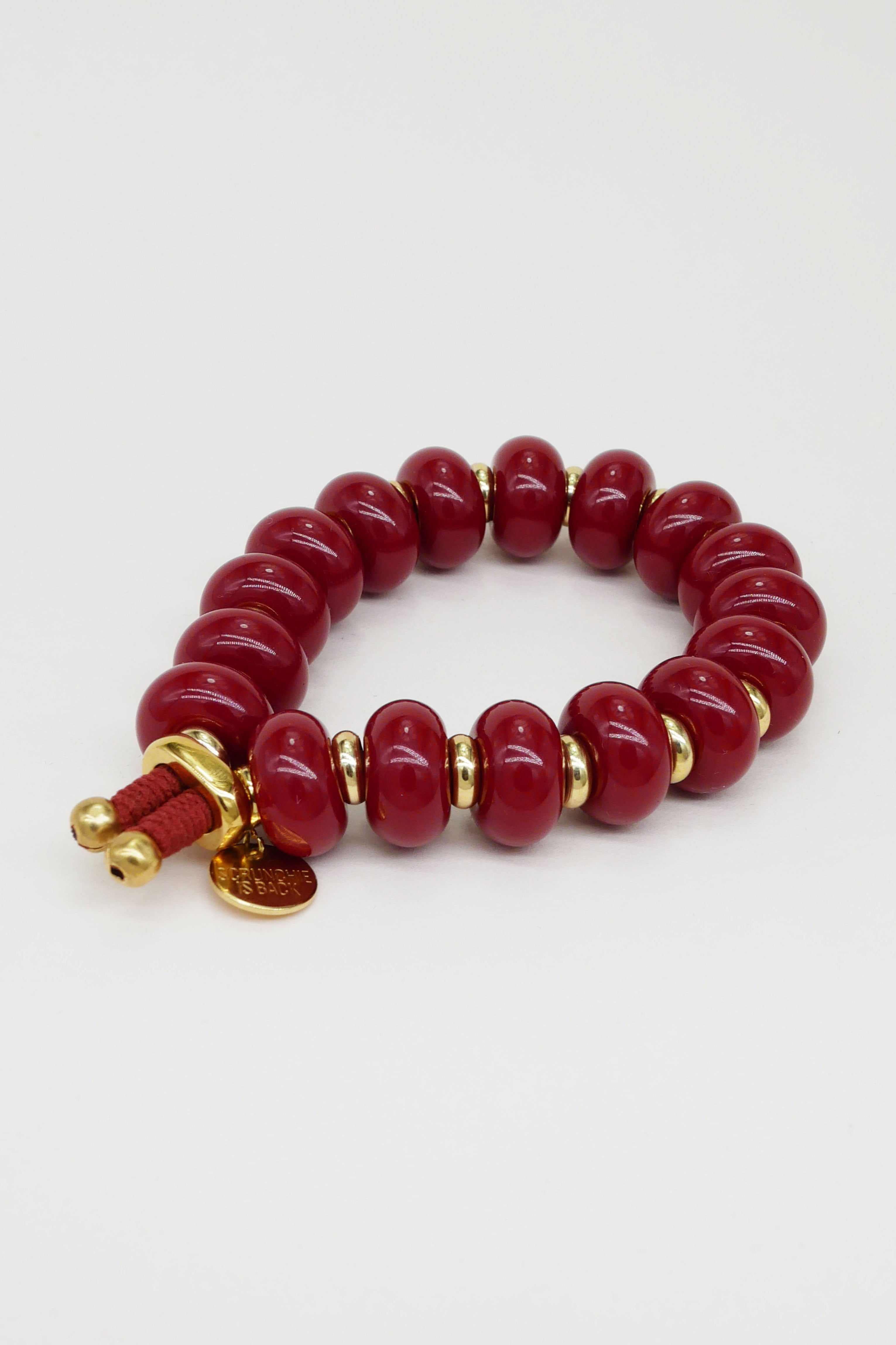 Scrunchie Is Back BICHOUS Plain Golden Donuts Hair Tie Bracelet - Bordeaux