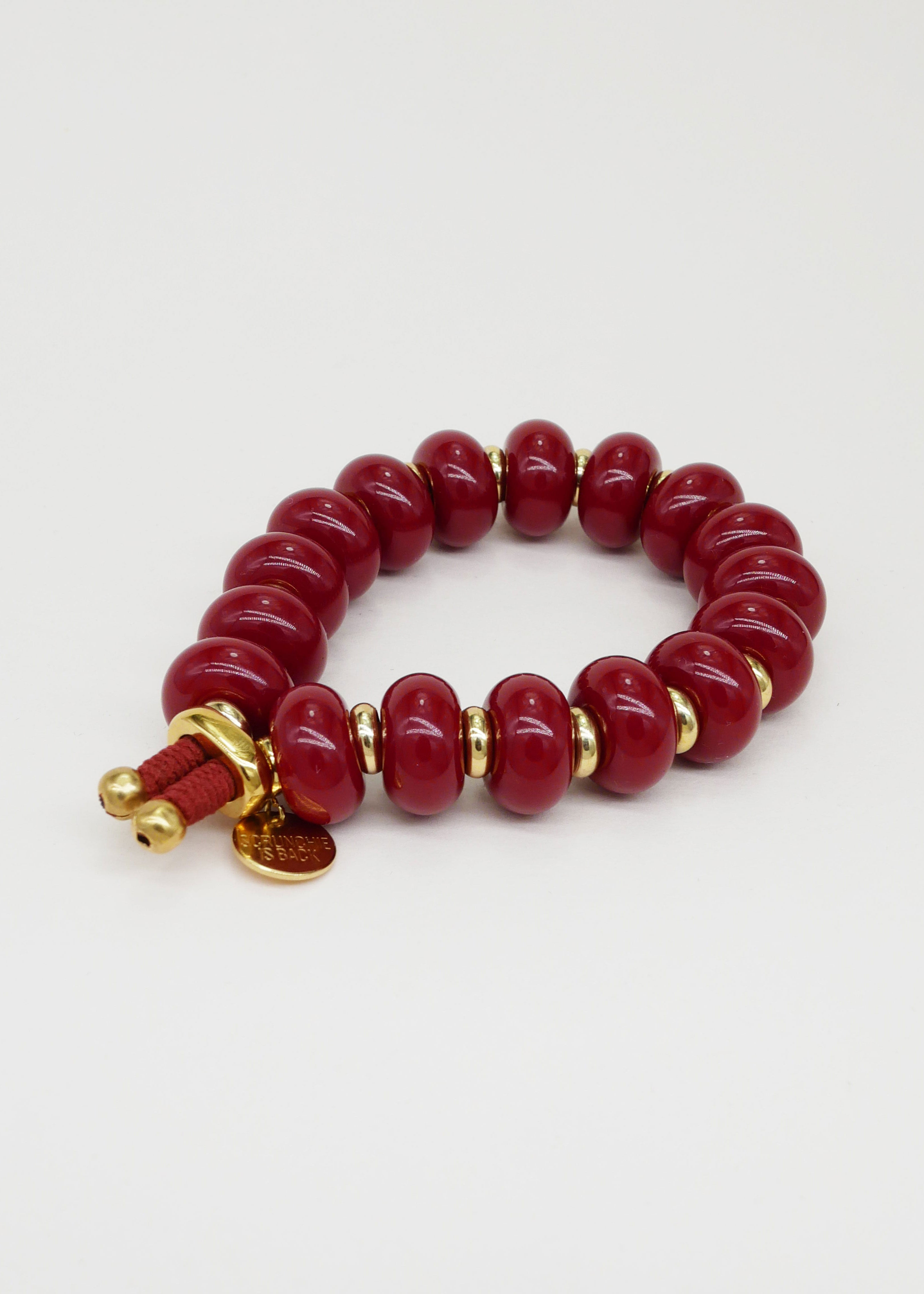 Scrunchie Is Back BICHOUS Plain Golden Donuts Hair Tie Bracelet - Bordeaux