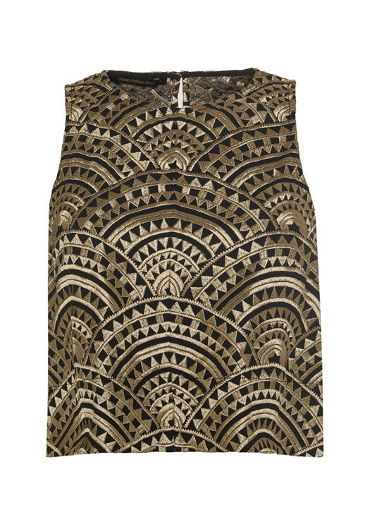 Greek Archaic Kori New Triangle Sleeveless Top - Black/ Gold