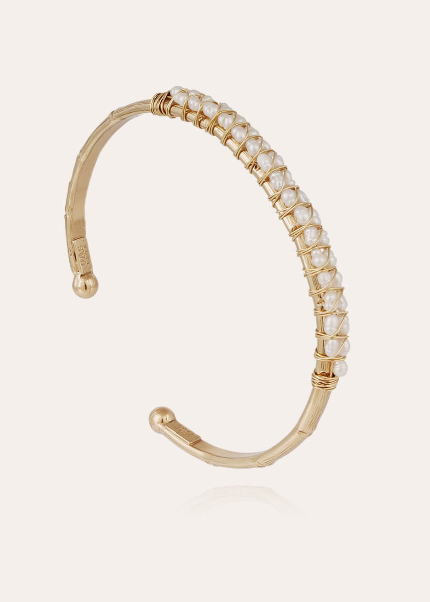 Gas Bijoux Lyre Bangle Bracelet - White Mother-of-pearl