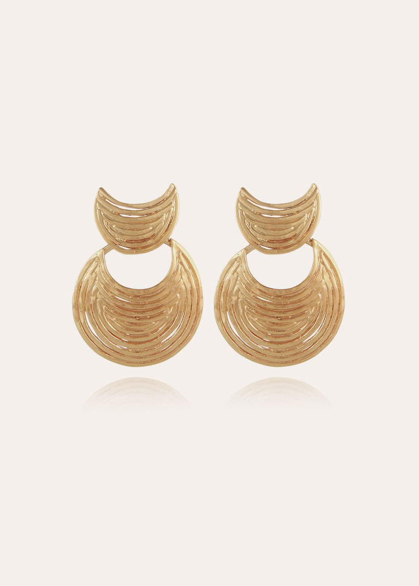 Gas Bijoux Gas Bijoux Luna Wave mini earrings in gold-plated metal, fluid undulating drop design