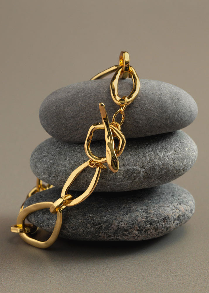 Orelia Organic Oval Link T-Bar Bracelet