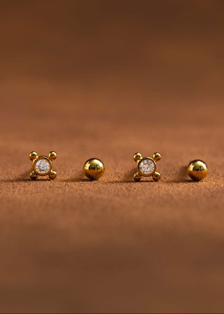Orelia Micro Coin Hoop & Stud Ear Stacking Set