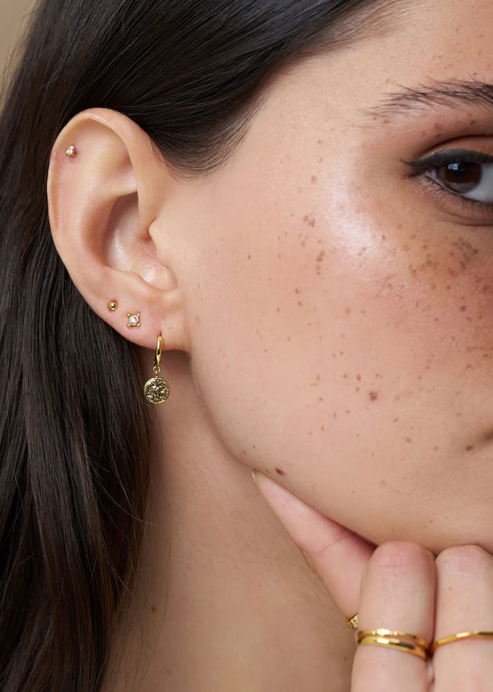 Orelia Micro Coin Hoop & Stud Ear Stacking Set