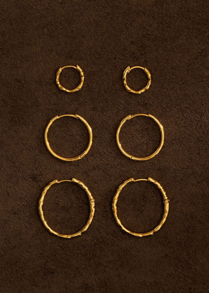 Orelia Mixed Textured Hoop Ear Stacking Set