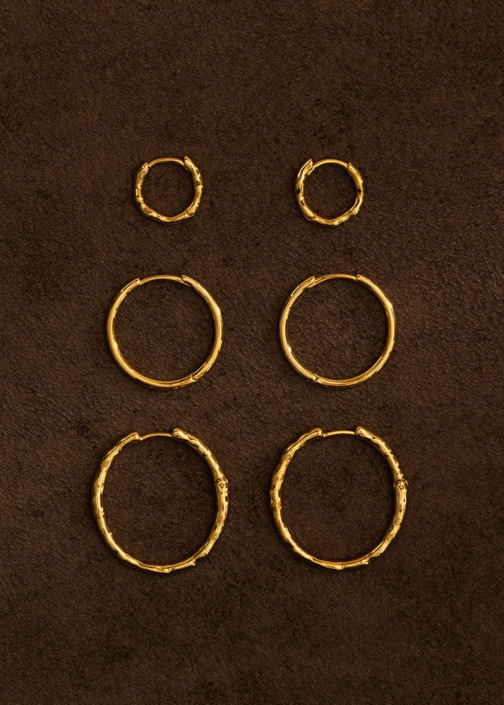 Orelia Mixed Textured Hoop Ear Stacking Set