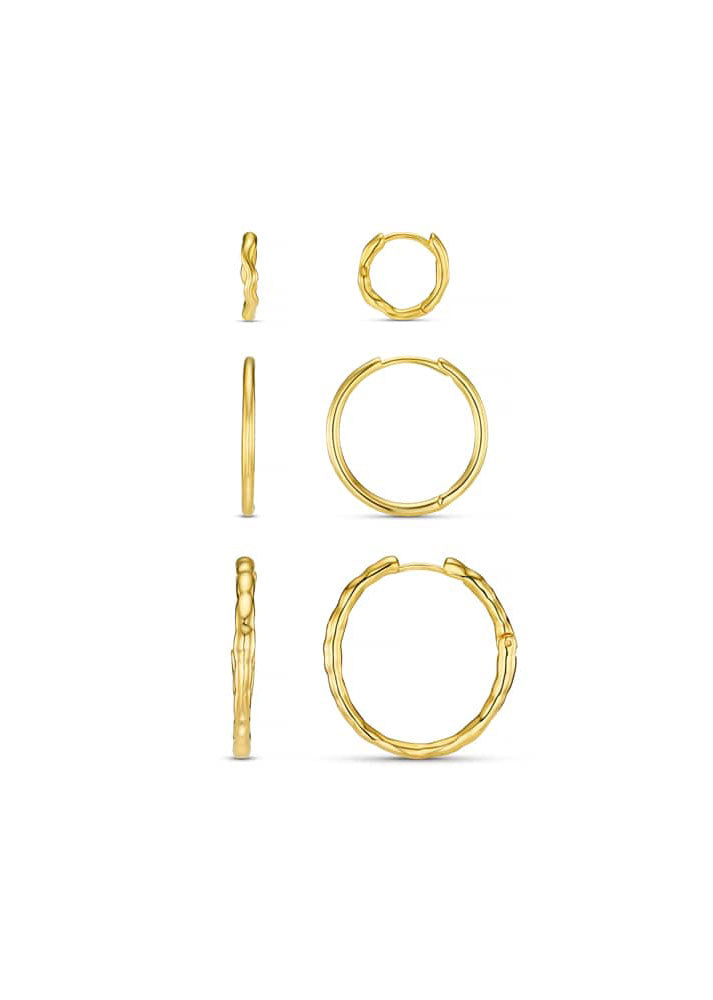 Orelia Mixed Textured Hoop Ear Stacking Set