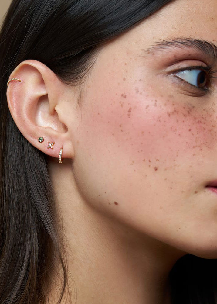 Orelia Mixed Pavé Stud & Hoop Ear Stacking Set
