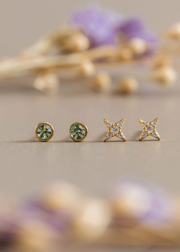 Orelia Mixed Pavé Stud & Hoop Ear Stacking Set