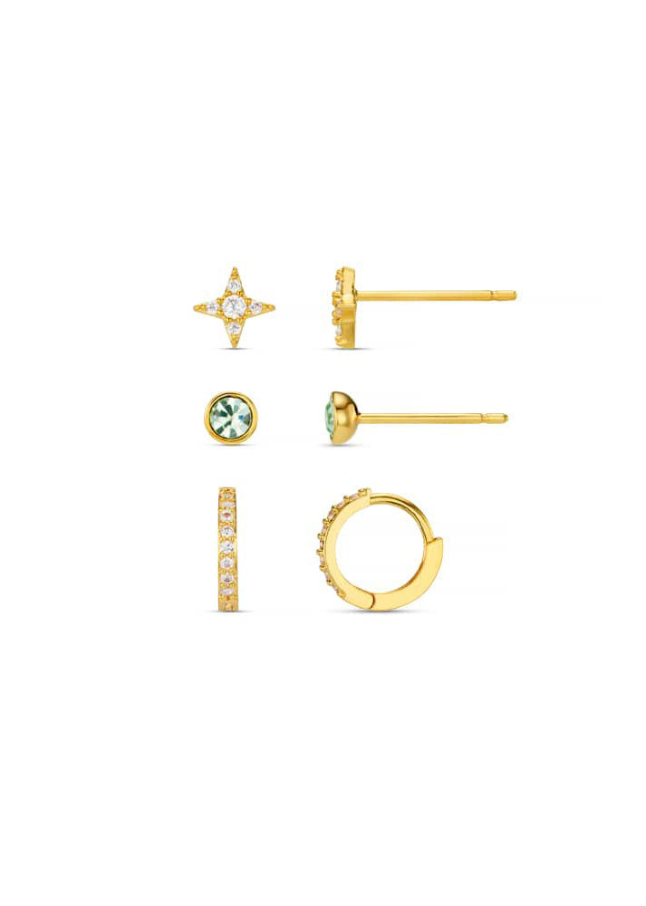 Orelia Mixed Pavé Stud & Hoop Ear Stacking Set