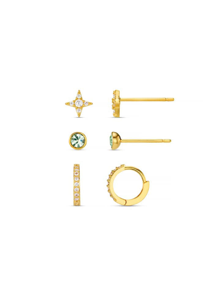 Orelia Mixed Pavé Stud & Hoop Ear Stacking Set
