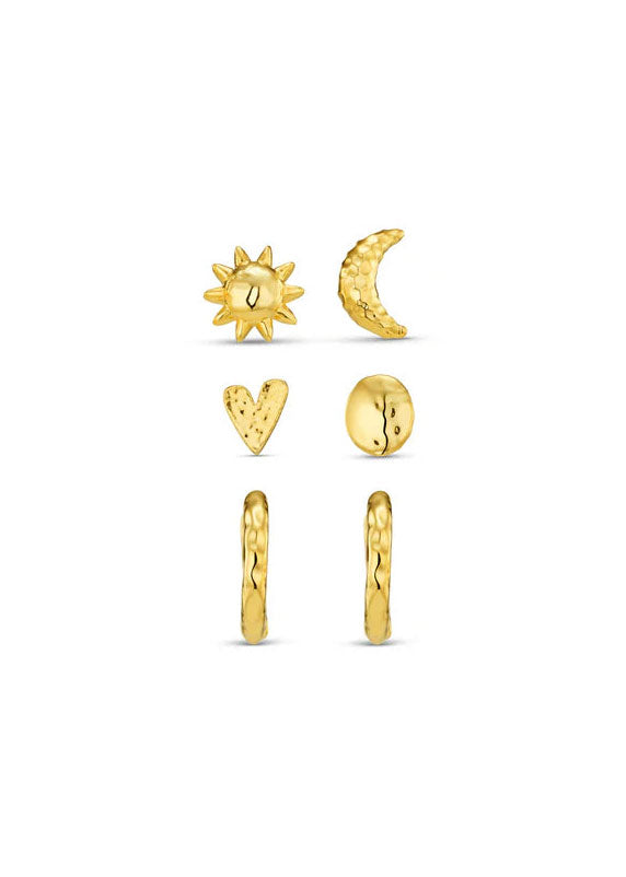 Orelia Molten Mixed Stud & Hoop Ear Pack