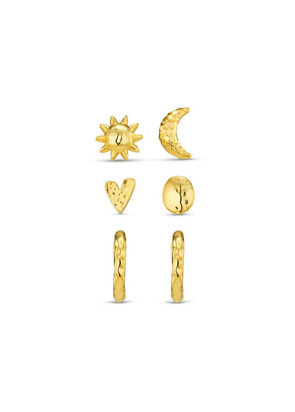 Orelia Molten Mixed Stud & Hoop Ear Pack