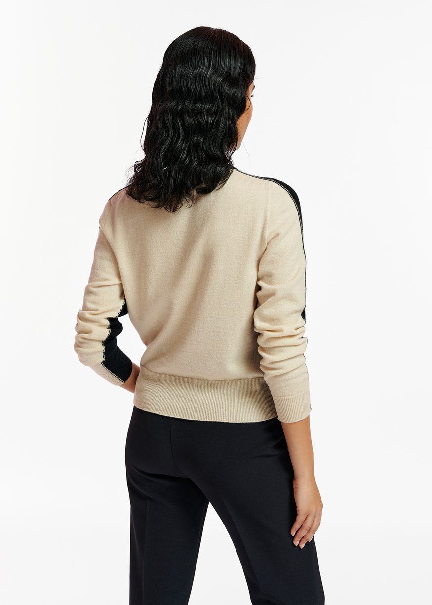 Essentiel Antwerp - Elgium - Black and Off-white Merino-Cashmere Knit Sweater