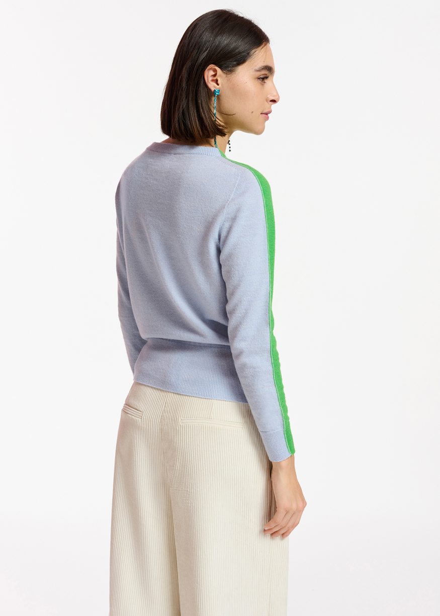Essentiel Antwerp - Elgium - Green and Light Blue Merino-Cashmere Knit Sweater