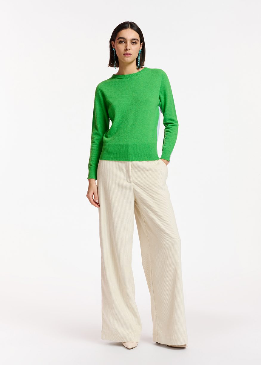 Essentiel Antwerp - Elgium - Green and Light Blue Merino-Cashmere Knit Sweater